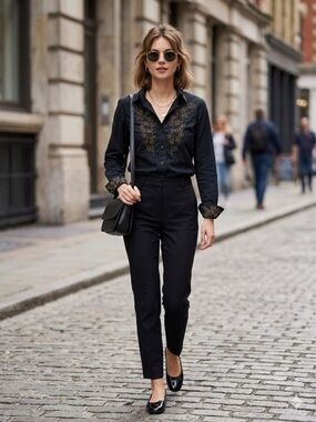 Calvin Klein Jeans Black Embroidered Button Down Shirt